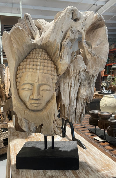 Teak Buddha Head Carving