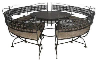 Round Iron Table with Benches (5 Pieces)