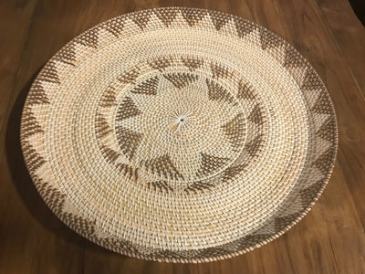 Large White and Chocolate Natural Fiber Woven Plate