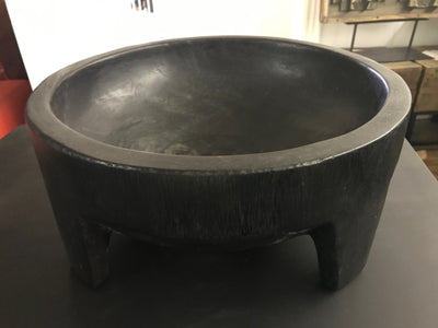 Black Round Suar Wooden Tray with Legs