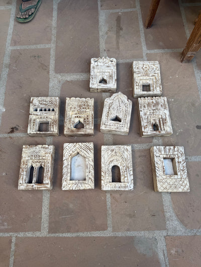 Wooden Temple Framed Mirror