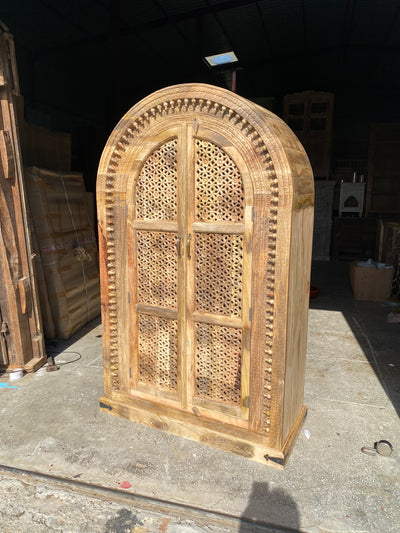 Curved Wooden Almirah 2 Door Cabinet