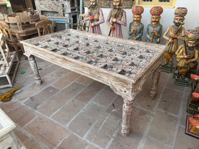 Wooden Dining Table with Glass