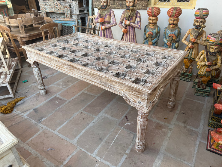 Wooden Dining Table with Glass