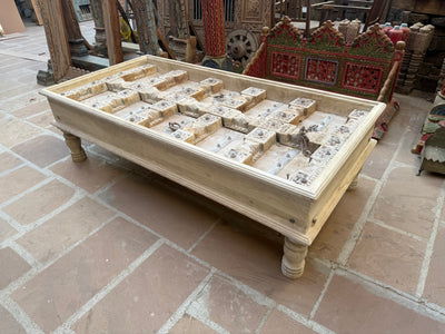 Bleached Wooden Coffee Table with Glass