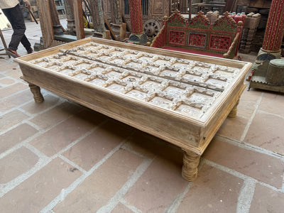 White Washed Coffee Table with Glass