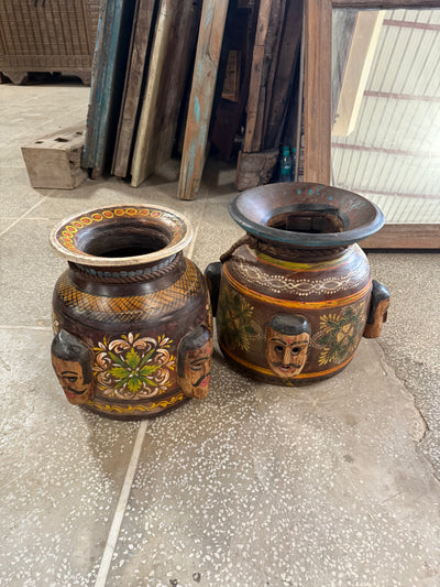 Wooden Painted Pot