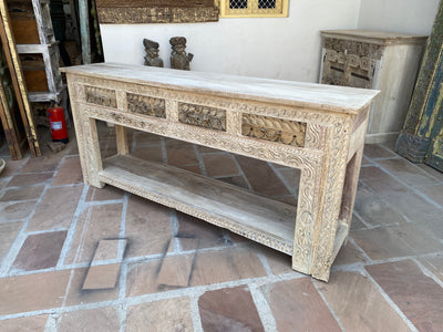 Wooden Console Table with 4 Drawers