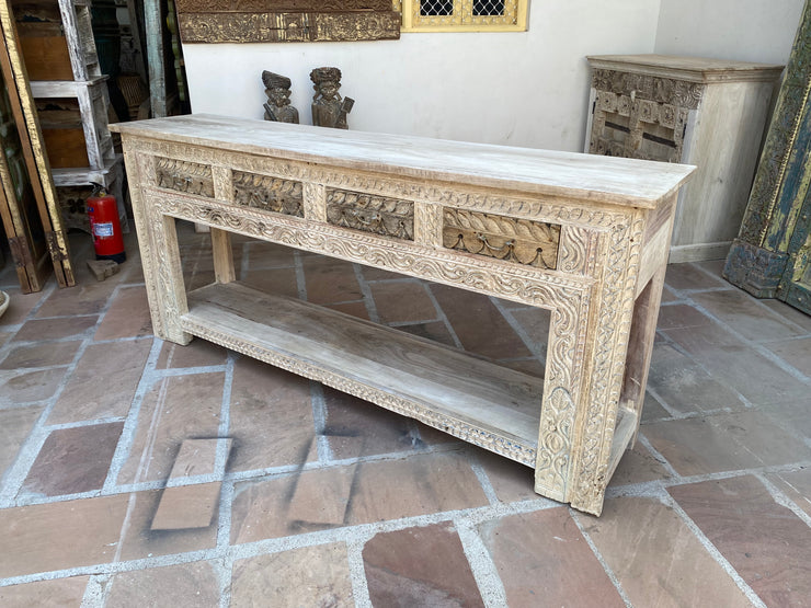 Wooden Console Table with 4 Drawers