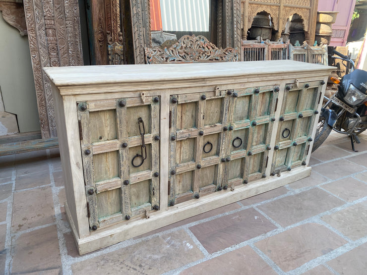 Bleached Wooden 4 Door Sideboard