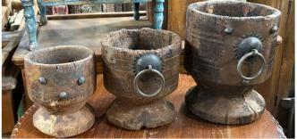 Large Wooden and Iron Pot