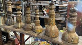 Wooden and Brass Candle Stand