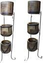 Wooden and Iron Bowl Planter Stand