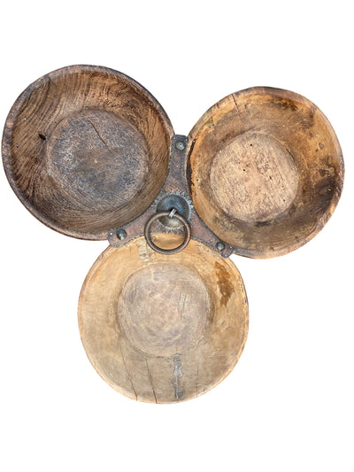 Trio Wooden and Iron Bowl