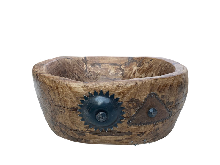 Wooden Bowl with Iron Work