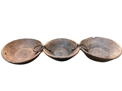 Trio Wooden and Iron Bowl
