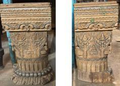 Wooden Carved Pillar Base Stool