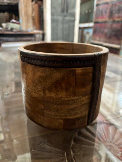 Wooden Bowl with Iron Work