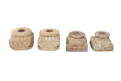 Bleached Wooden Pillar Candle Stand