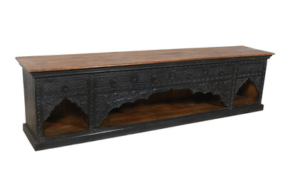Wooden 6 Drawer Arched Sideboard