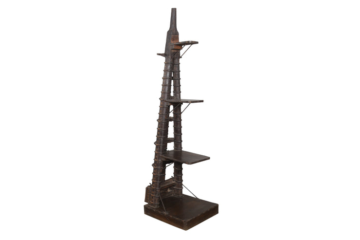 Single Wooden Bull Cart Shelf