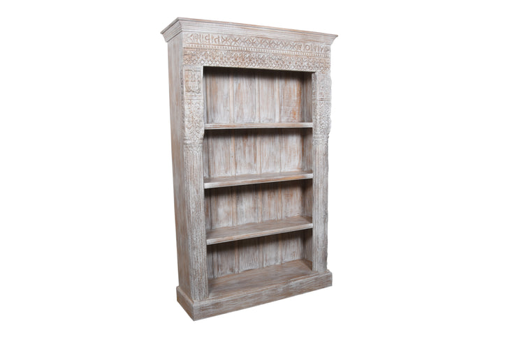 White Washed Wooden Bookshelf