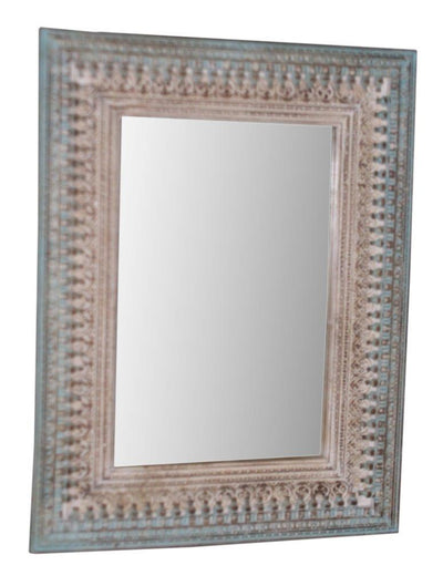 Brown and Blue Wood Mirror