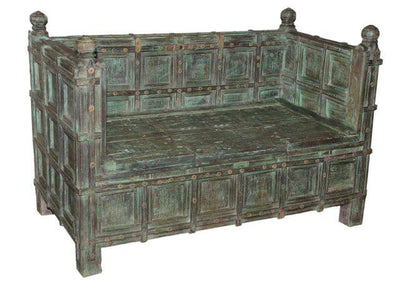 Green and Brown Wooden Sofa