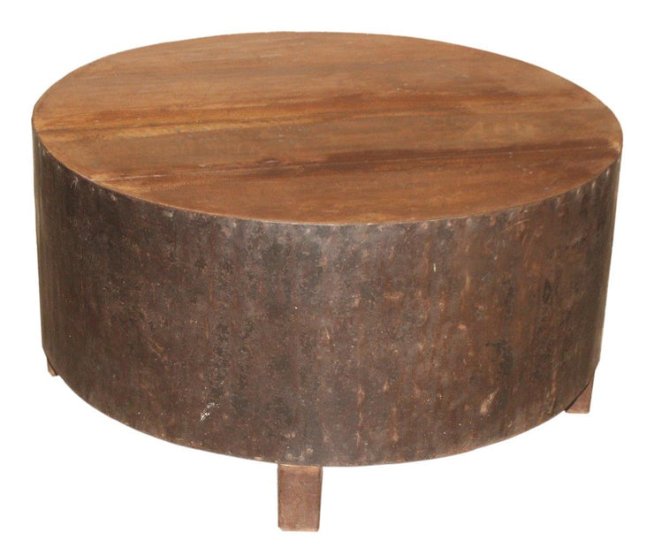 Dark Wood Iron Coffee Table