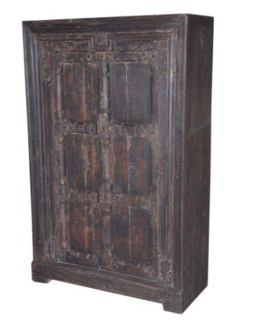 Dark Colored Wooden Almirah Cabinet with Two Doors