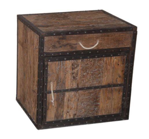 Wooden Nightstand with One Door and One Drawer