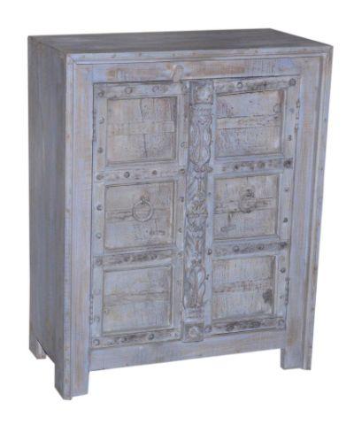 Blue Grey Wooden Almirah Cabinet with Two Doors