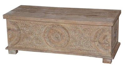 Wooden Trunk with Carving