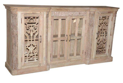 Wooden Cabinet with Carving and Four Doors