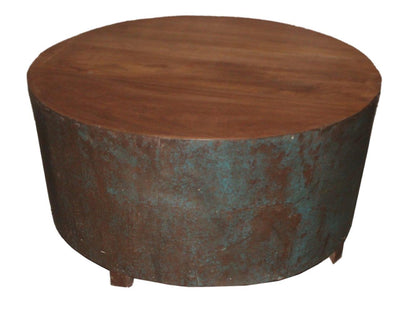 Wooden Blue Iron Coffee Table