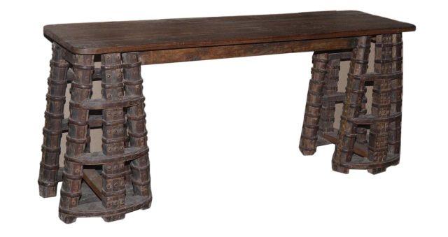 Wooden Console Table with Thick Legs