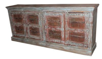 Blue and Brown Wood Cabinet