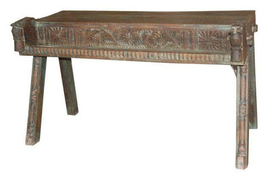 Small Wooden Console Table with Carving