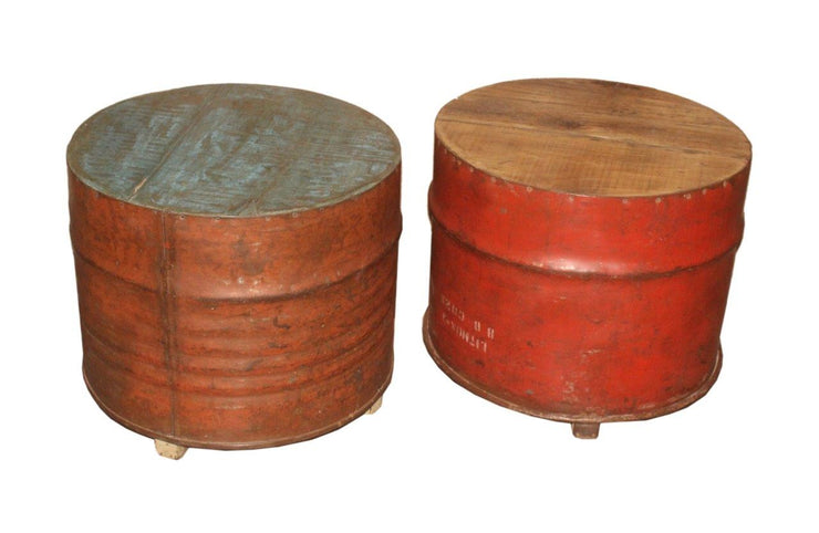 Red Iron Side Table