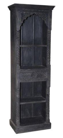 Tall Dark Colored Wooden Bookcase with Four Shelves