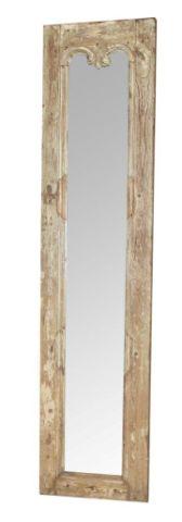 Skinny Mirror with Wooden Border