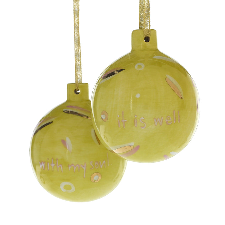 Yellow Ceramic Christmas Spirit Ornament