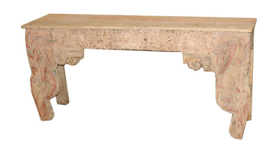 Light Wooden Carved Console Table