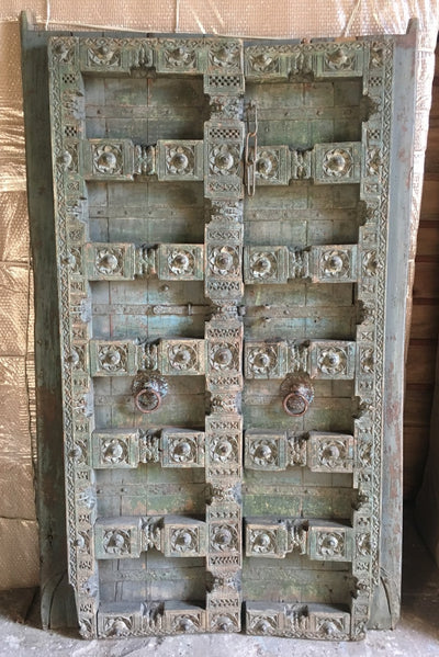 Carved Wood Door Teal