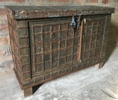 Carved Wood Cabinet with Drawers