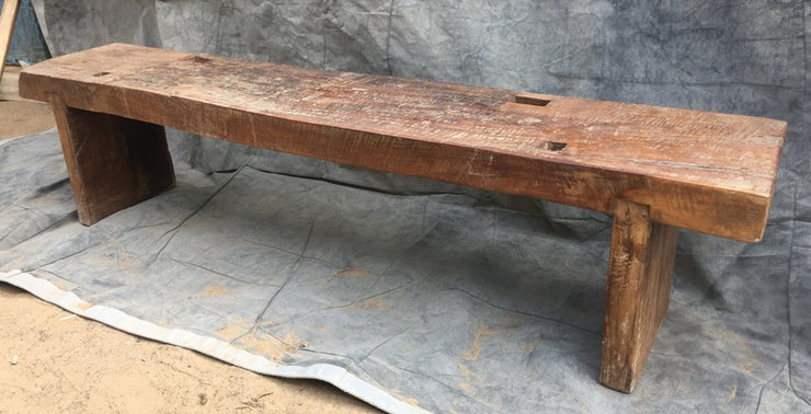 Long Dark Wood Bench