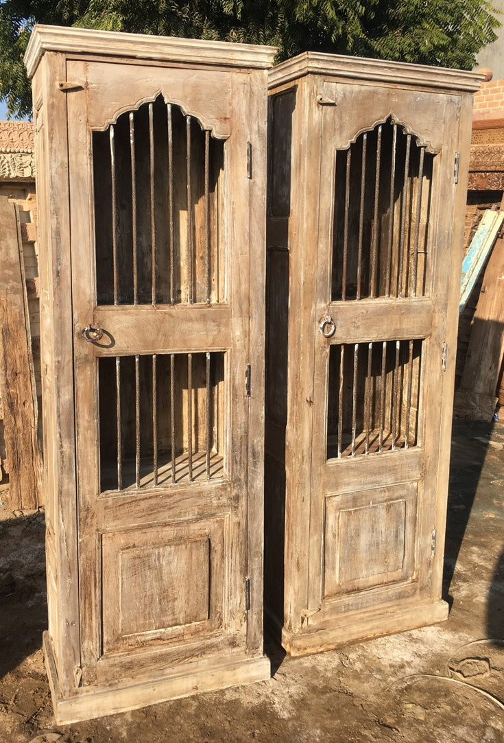 Natural Wood Single Door with Metal Accents