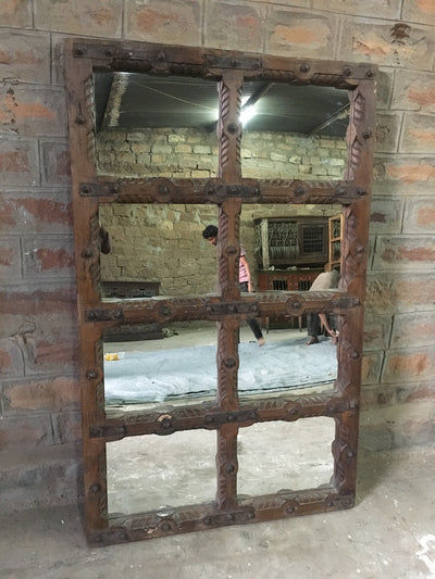 Carved Wood Double Door Mirror Frame