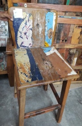 Recycled Boatwood Retro Bar Chair