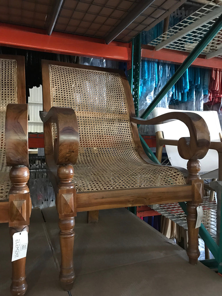 Wooden and Natural Rattan Fiber Woven Chair